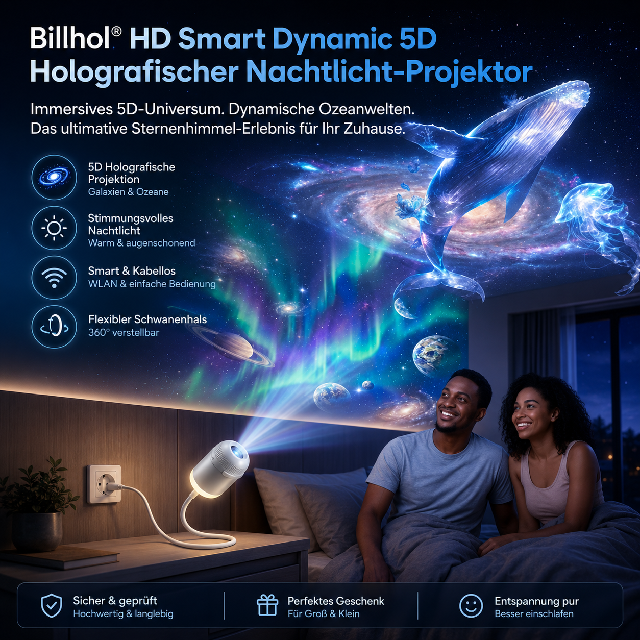 Billhol® Nachtlicht-Projektor – Intelligenter holografischer Sternprojektor🐦‍🔥